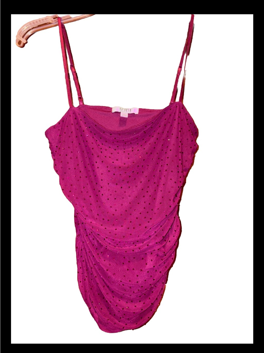 AFRM Fuchsia Pink Ruched Rhinestone Tank Top